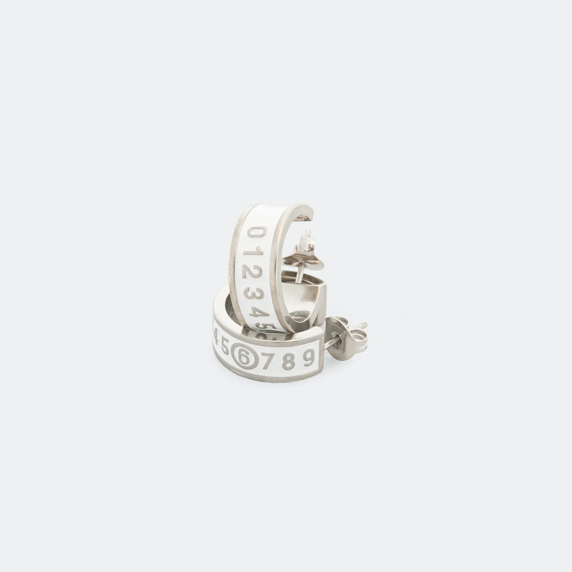 Enamel Logo Earrings - White/Silver Toned Brass