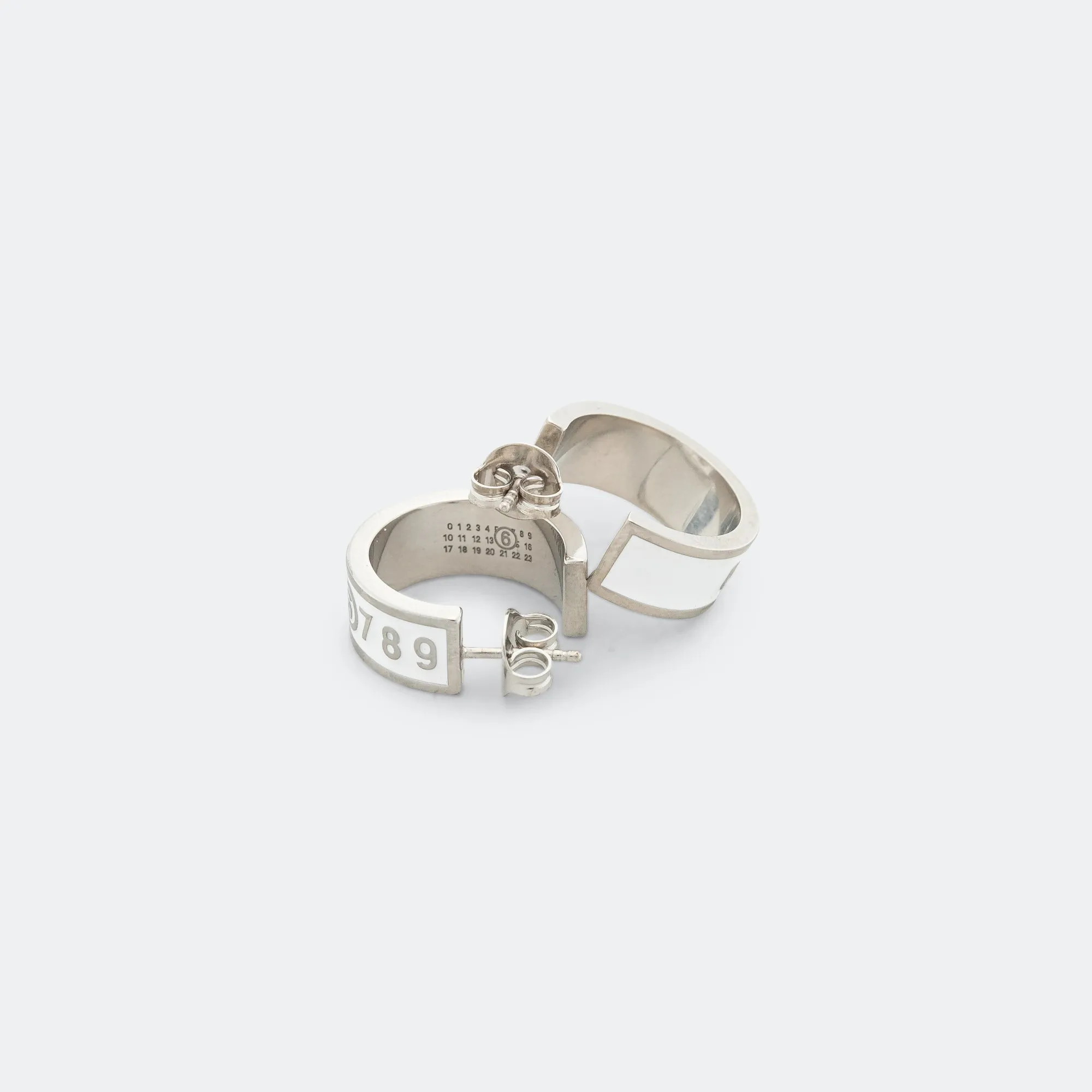 Enamel Logo Earrings - White/Silver Toned Brass
