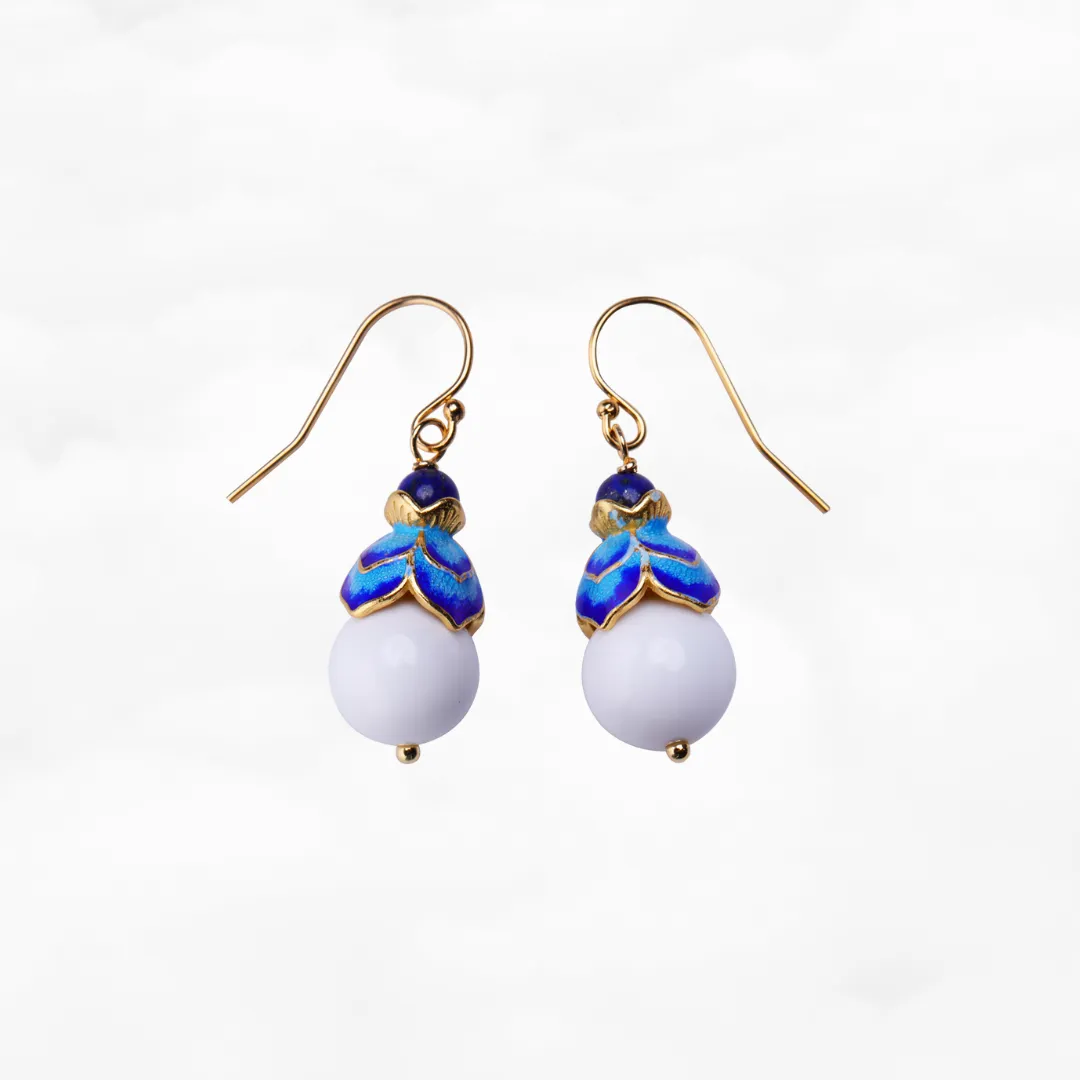 Enamel Lotus Tridacna Earrings