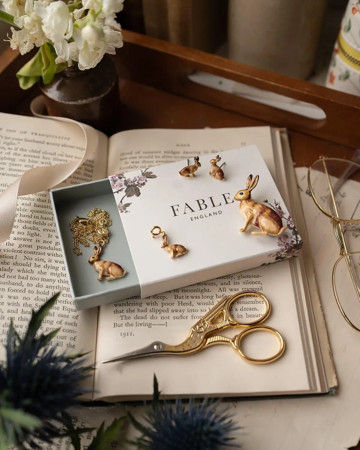 Enamel Rabbit Stud Earrings