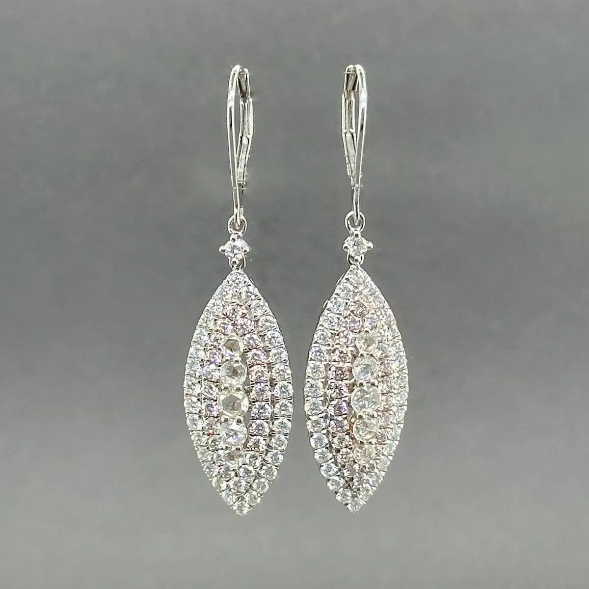 Estate 18K TT Gold 1.47ctw G-J/SI1-2 Diamond Dangle Earrings