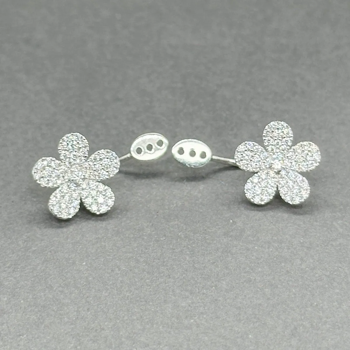 Estate 18K W Gold 0.68ctw G-H/VS1-2 Diamond Flower Earring Enhancers