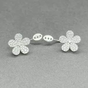 Estate 18K W Gold 0.68ctw G-H/VS1-2 Diamond Flower Earring Enhancers