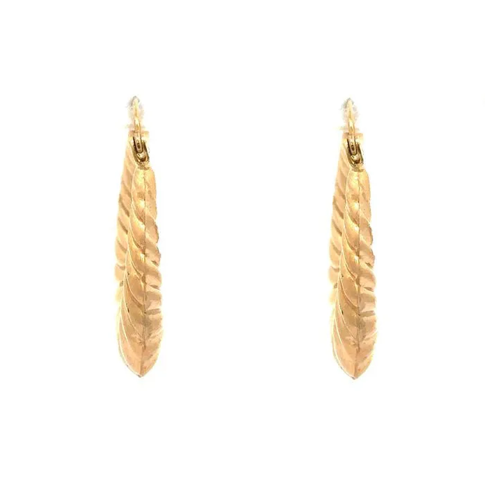 Estate Fluted Hoop Earrings in 10K Yellow Gold