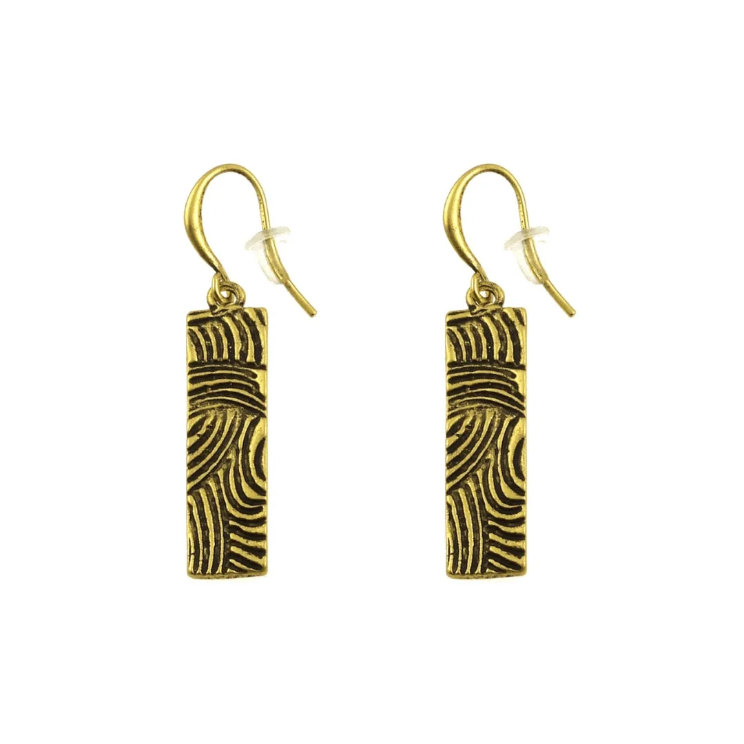 Etched Gold Bar Earrings