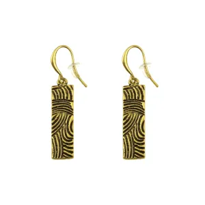 Etched Gold Bar Earrings