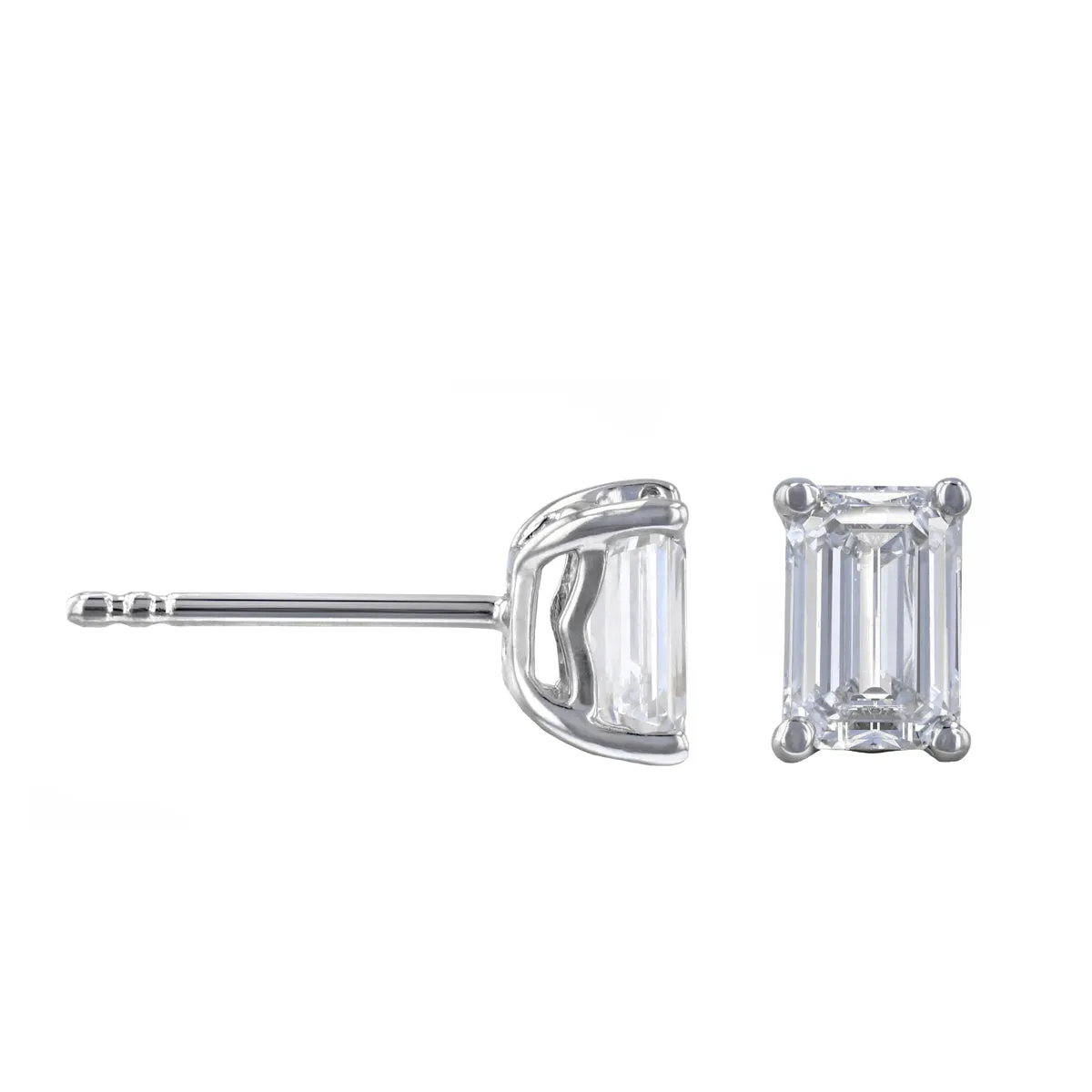 Everyday Diamonds 1.28ct Lab-Grown Emerald Cut Diamond Stud Earrings | 18K White Gold