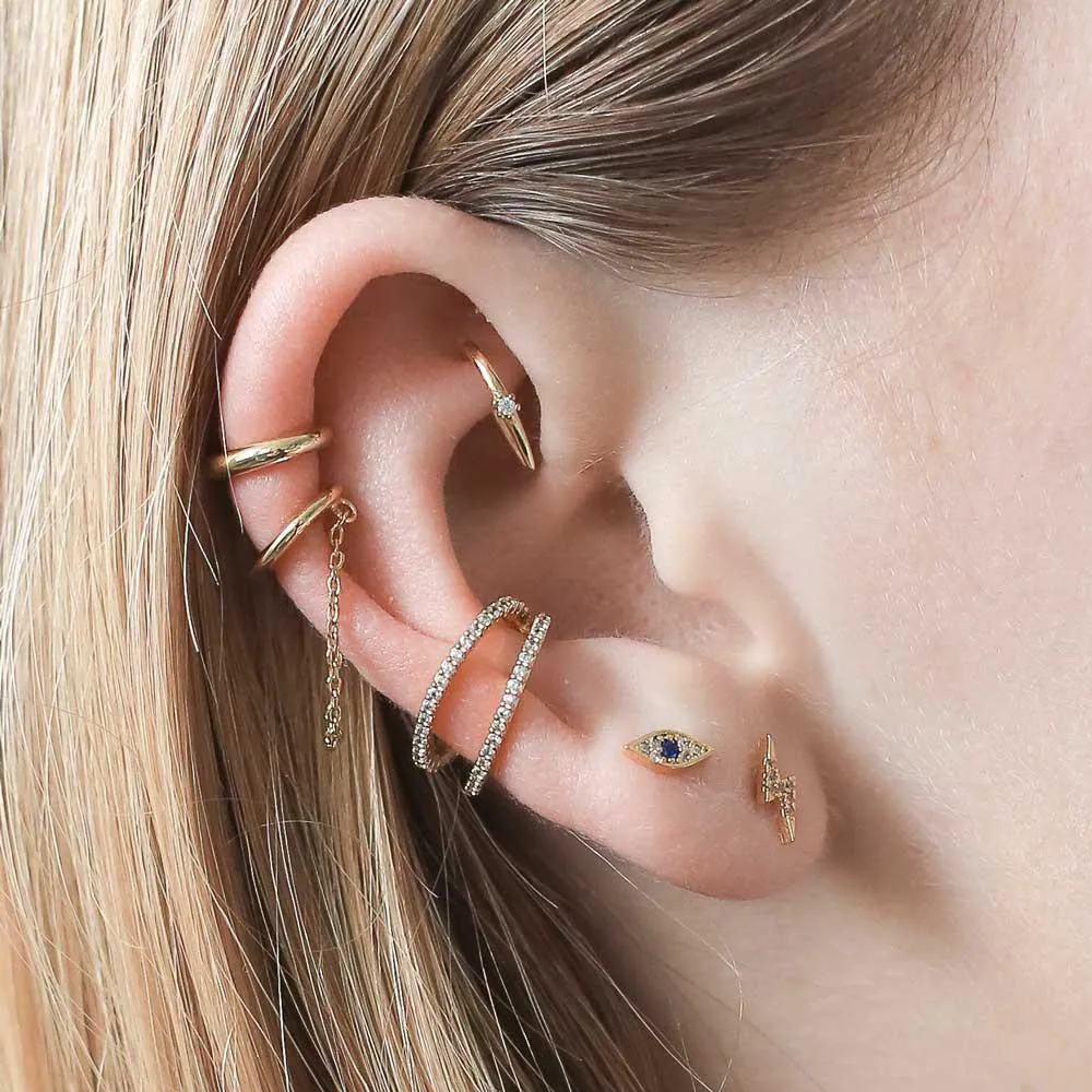 Evil Eye Threaded Flat Back Earring