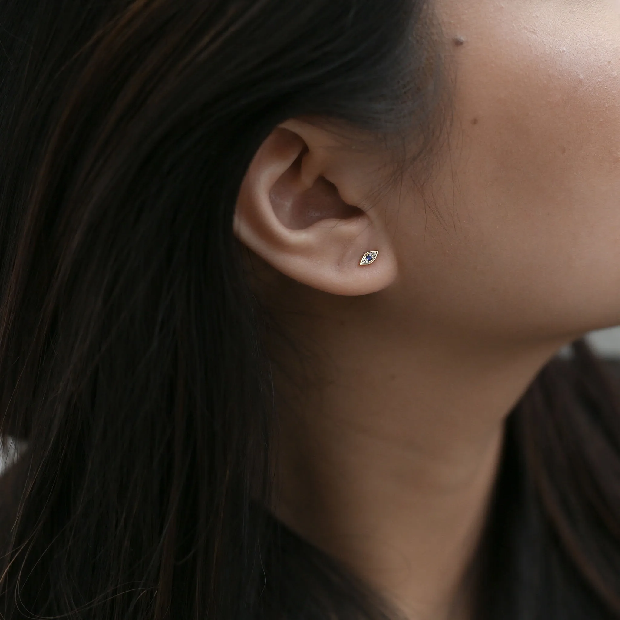 Evil Eye Threaded Flat Back Earring
