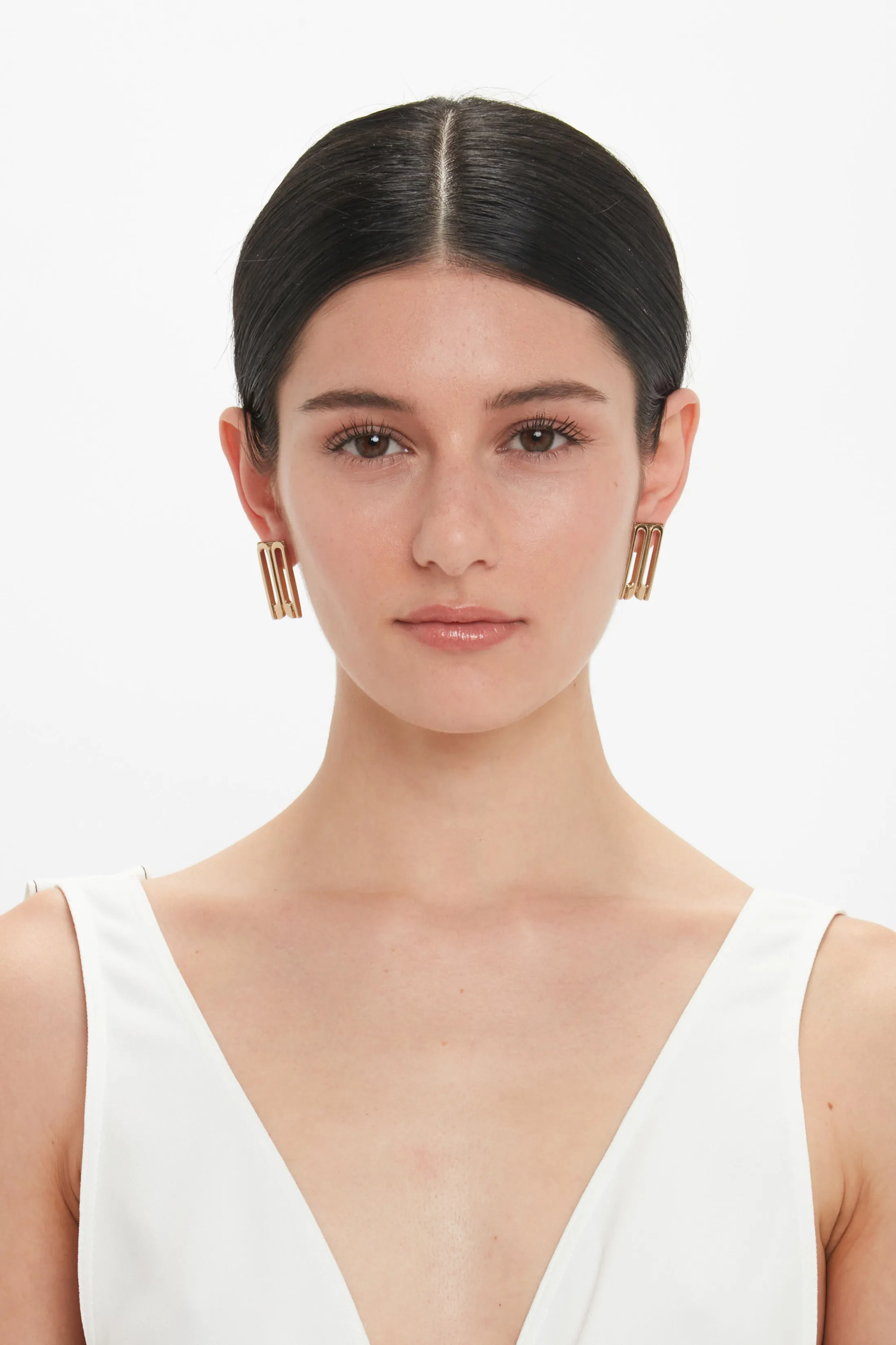 Exclusive Frame Stud Earrings In Gold
