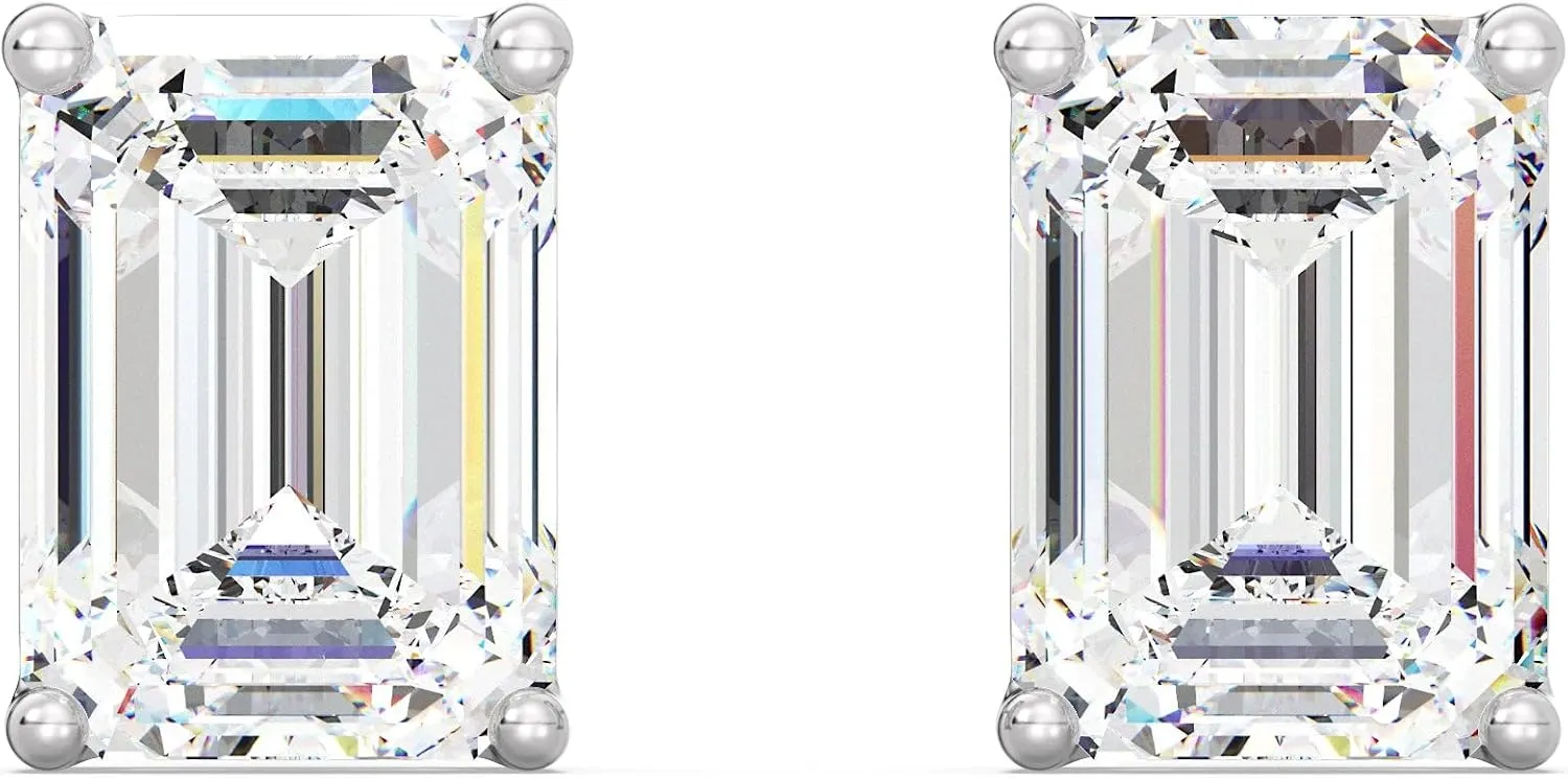 Exquisite Emerald Cut Lab-Grown Diamond Stud Earrings in 14K Solid Gold