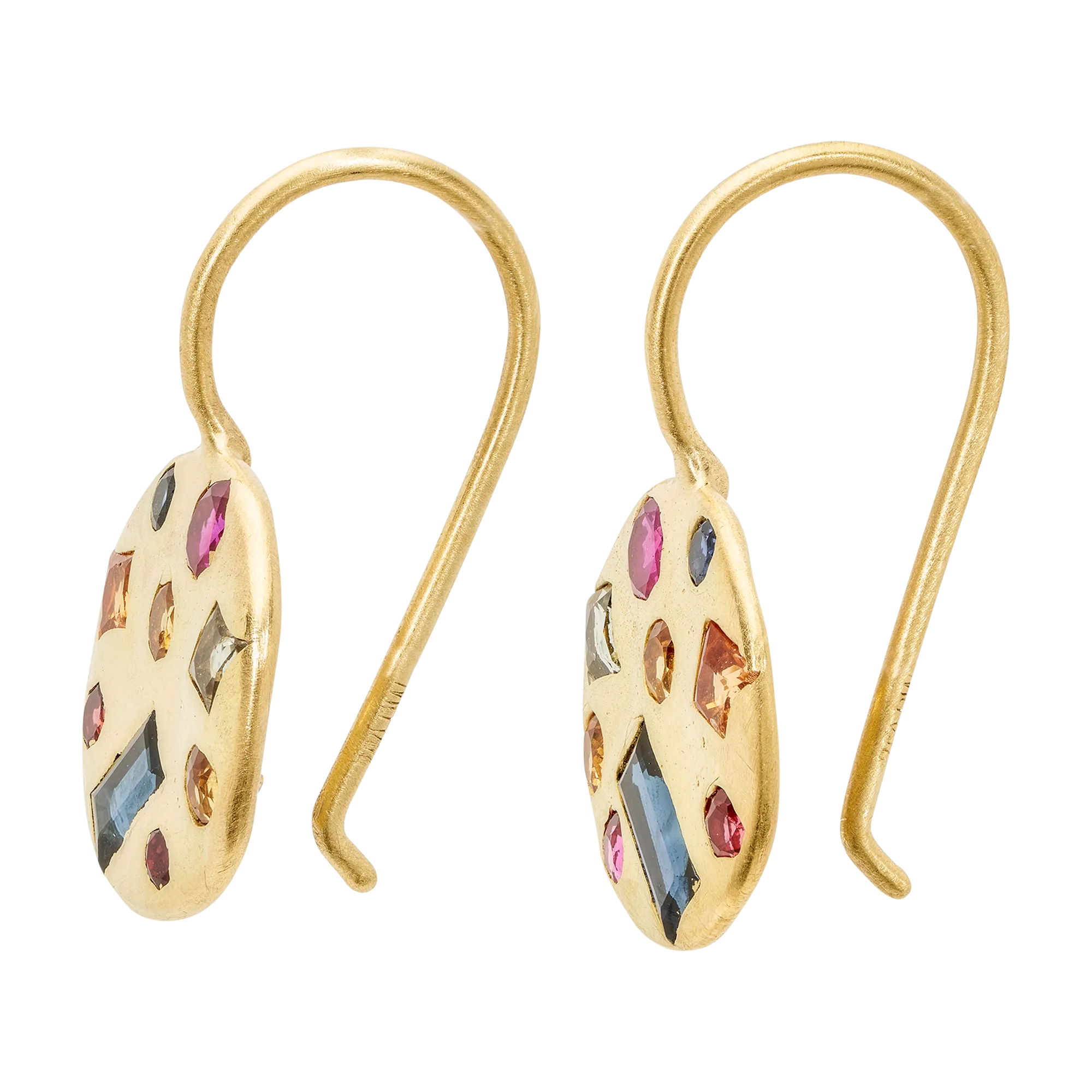 Extra Large Harlequin Celeste Hook Earrings - 11701
