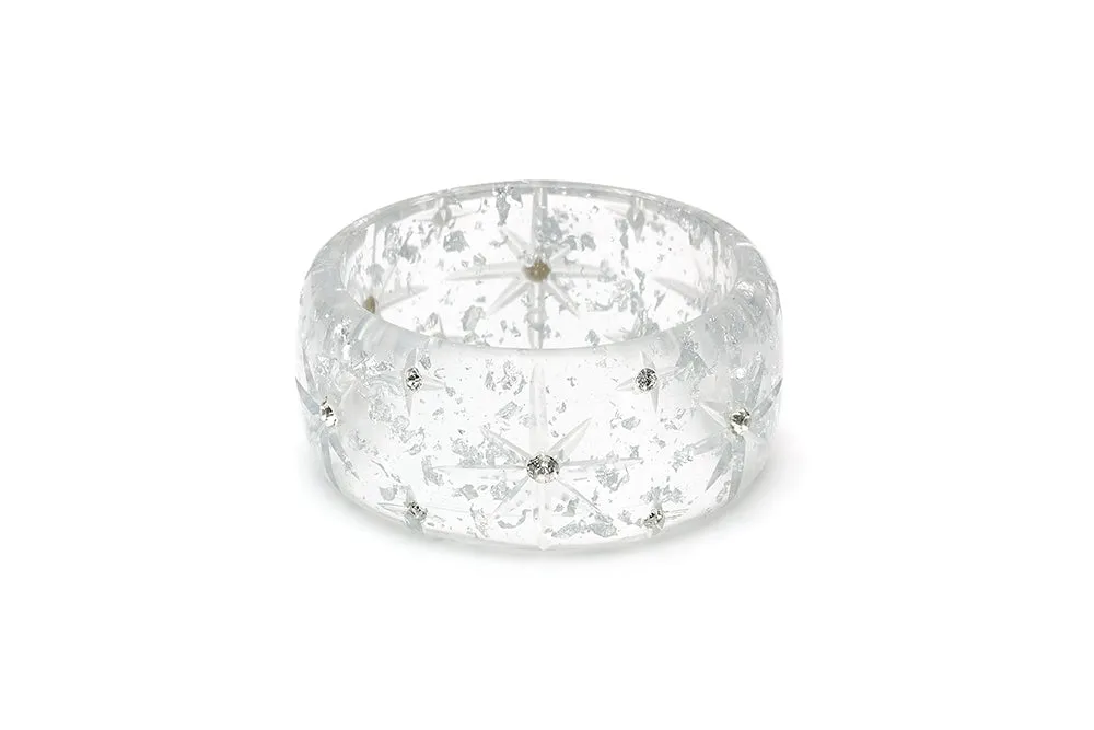 Extra Wide Silver Foil Starburst Bangle