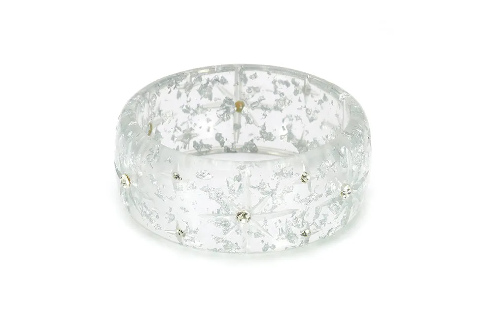 Extra Wide Silver Foil Starburst Duchess Bangle