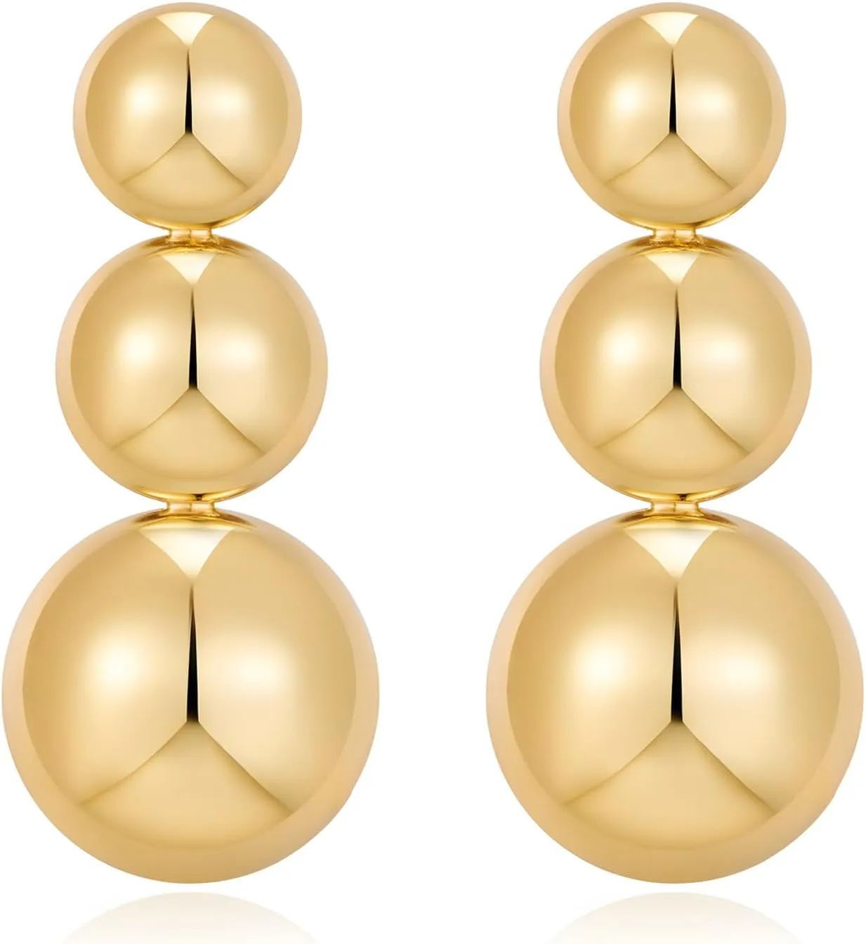 FAMARINE Gold Ball Stud Earrings Cute Simply Earrings Women