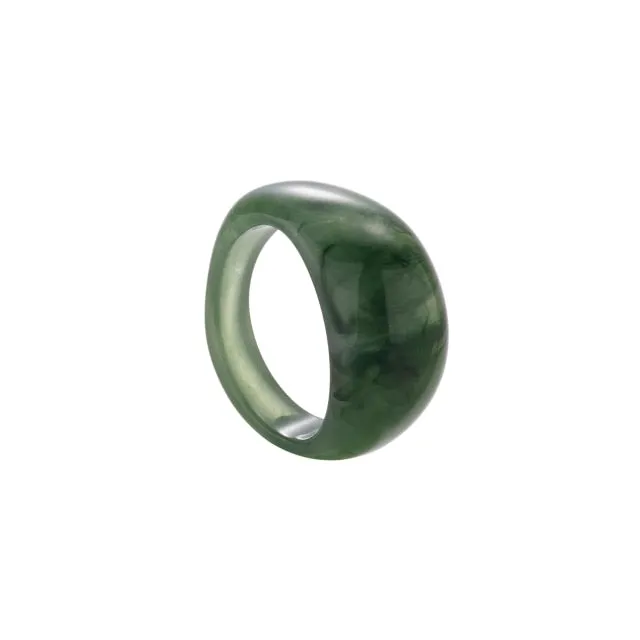 Fashion Colorful Acrylic Resin Geometric Round Transparent Rings Set