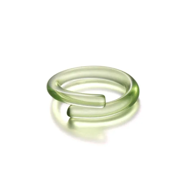 Fashion Colorful Acrylic Resin Geometric Round Transparent Rings Set