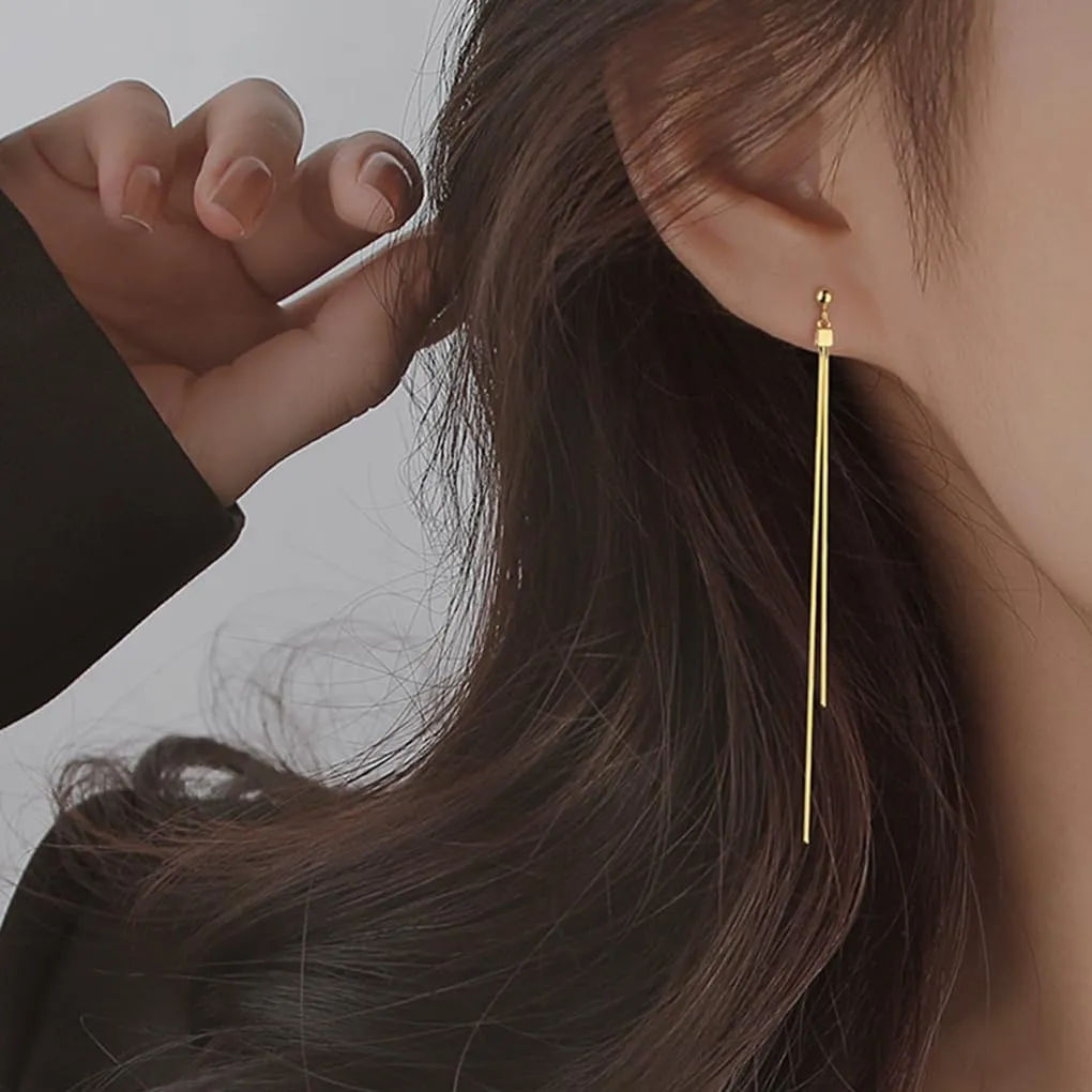 Fashion Silver Tassel Chain Dangle Earrings for Women Long Gold Chain Drop Dangly Earrings Minimalist Link Dangling Earrings Birthday Gifts for Her