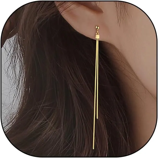 Fashion Silver Tassel Chain Dangle Earrings for Women Long Gold Chain Drop Dangly Earrings Minimalist Link Dangling Earrings Birthday Gifts for Her
