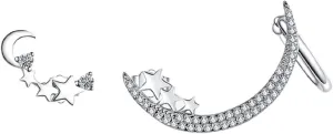 Fashion Simple Meteor Platinum Plated Hypoallergenic 925 Sterling Silver Ear Crawler - Cuff Earrings Cubic Zirconia Ear Climber Earrings for Women Jewelry Gifts