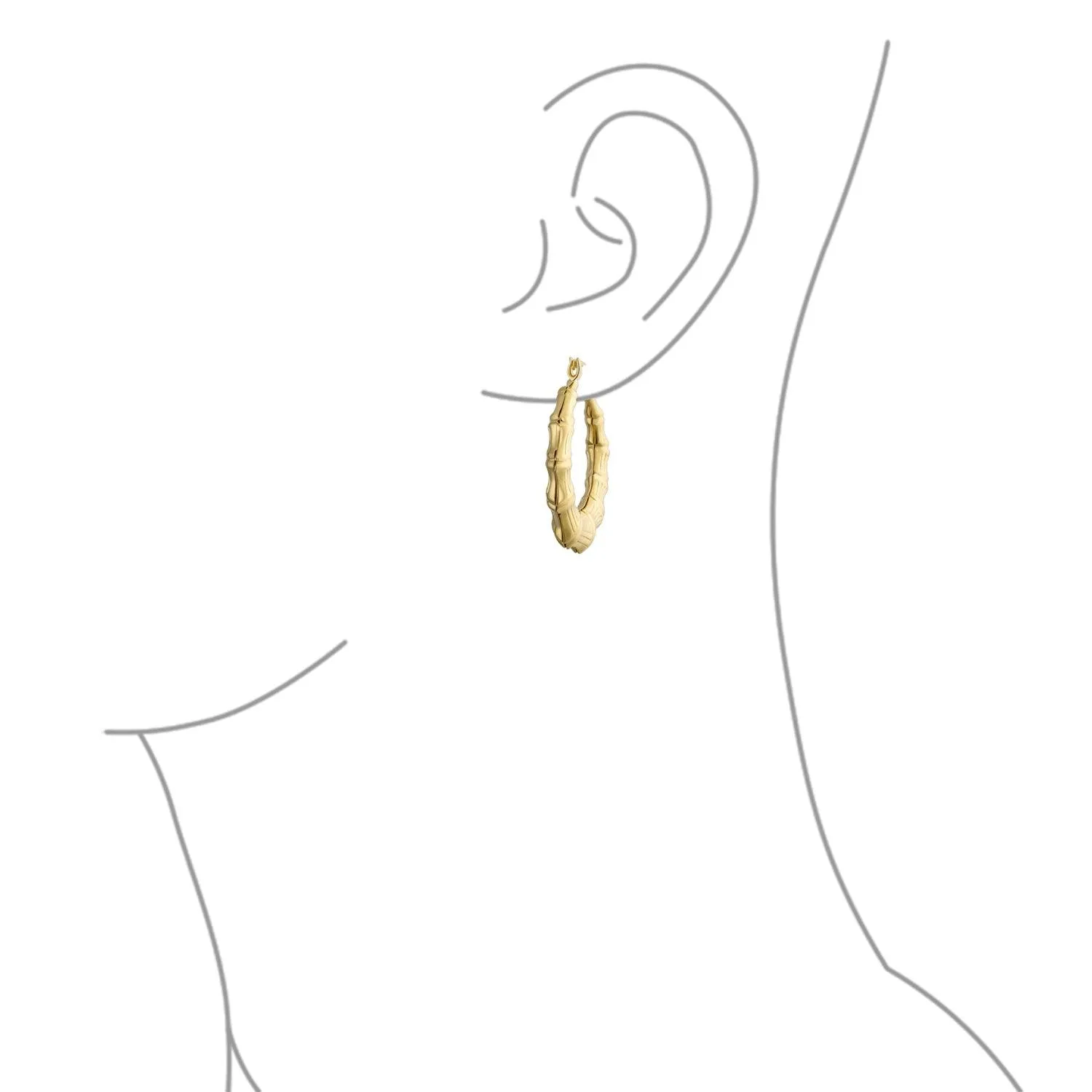 Fashion Statement Hoop Huggie Earrings 18K Gold Plated Bamboo 1-2 Inch Diameter