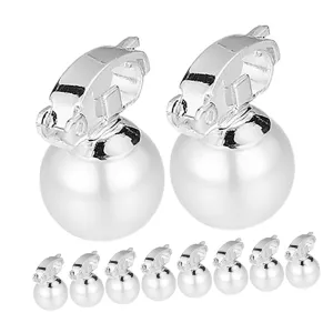 Fashionable Bean Buckle Pearl Hair Clips 10pcs Clip-on Earrings Imitation Pearl Earrings for Women Drop Clip-on Earrings Girls Non-pierced Earring