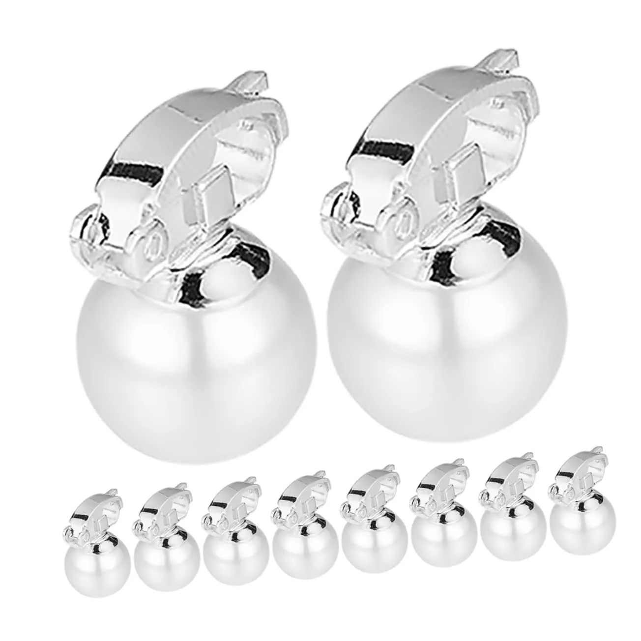 Fashionable Bean Buckle Pearl Hair Clips 10pcs Clip-on Earrings Imitation Pearl Earrings for Women Drop Clip-on Earrings Girls Non-pierced Earring