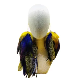 Fashmorous Feather Earrings Purple Long Feather earrings for Women Asymmetrical Earrings for Women
