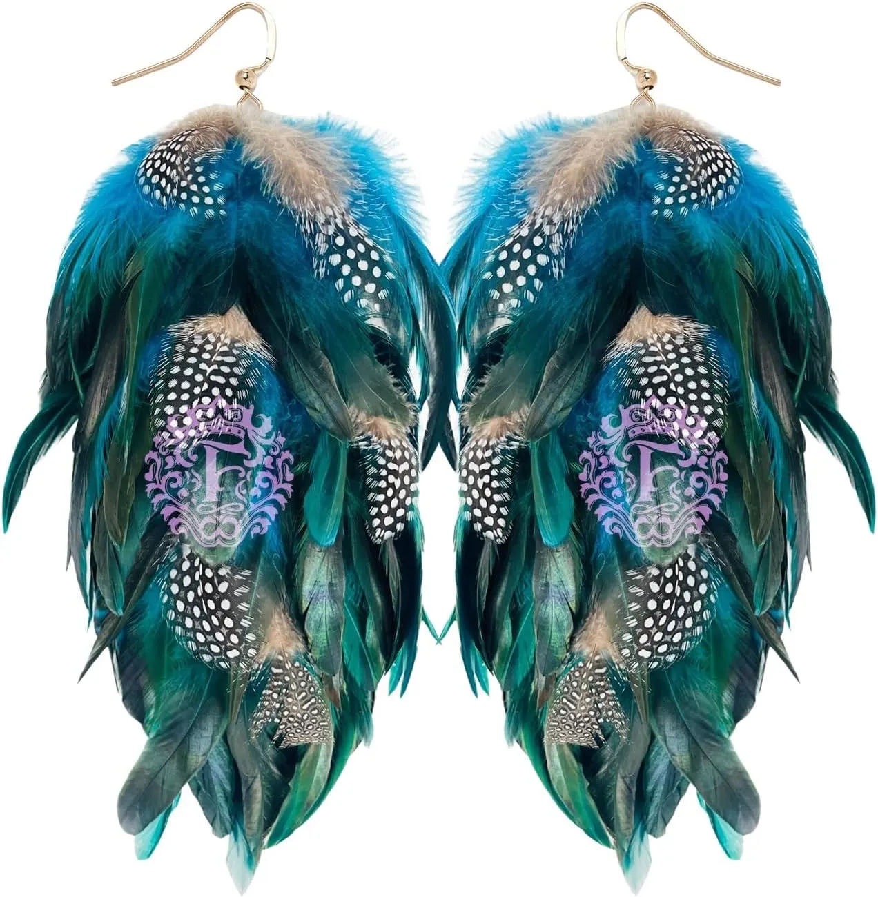 Feather Earrings Blue Feather Earrings for Women Bohemian Birds of a Feather Earrings for Women Dangle