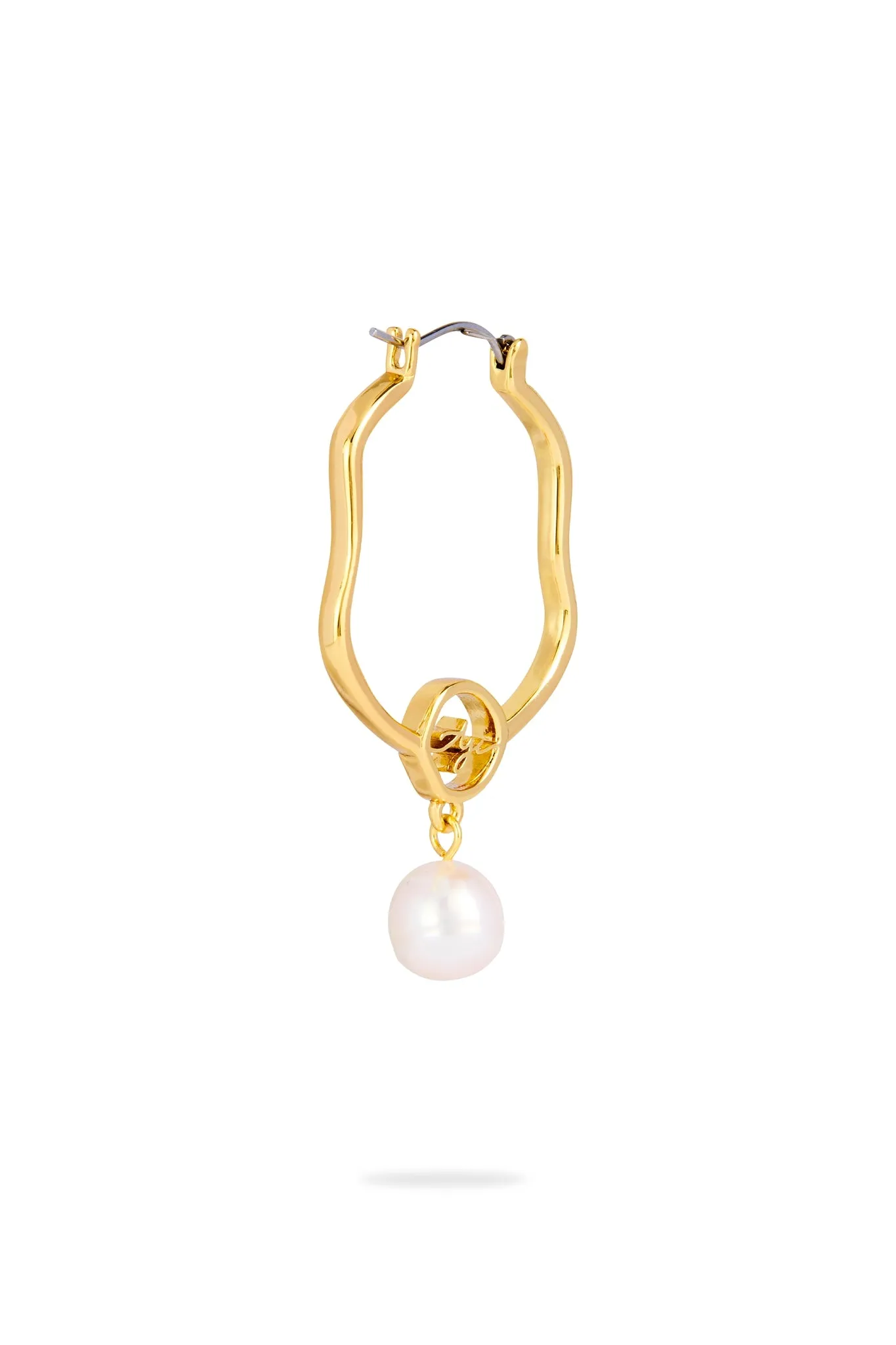 Fleur Pearl Drop Hoop Earring