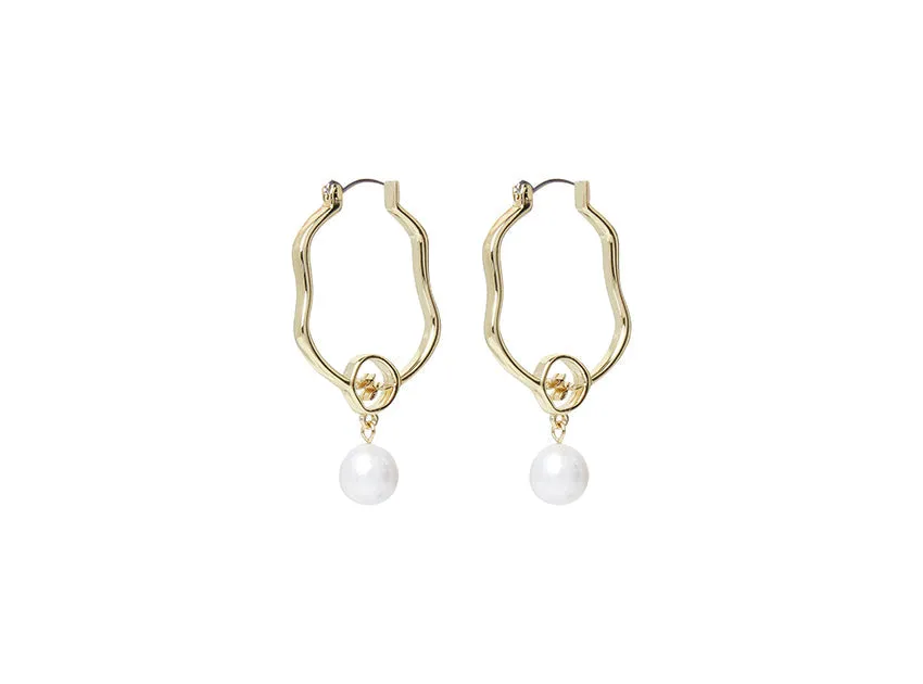 Fleur Pearl Drop Hoop Earring