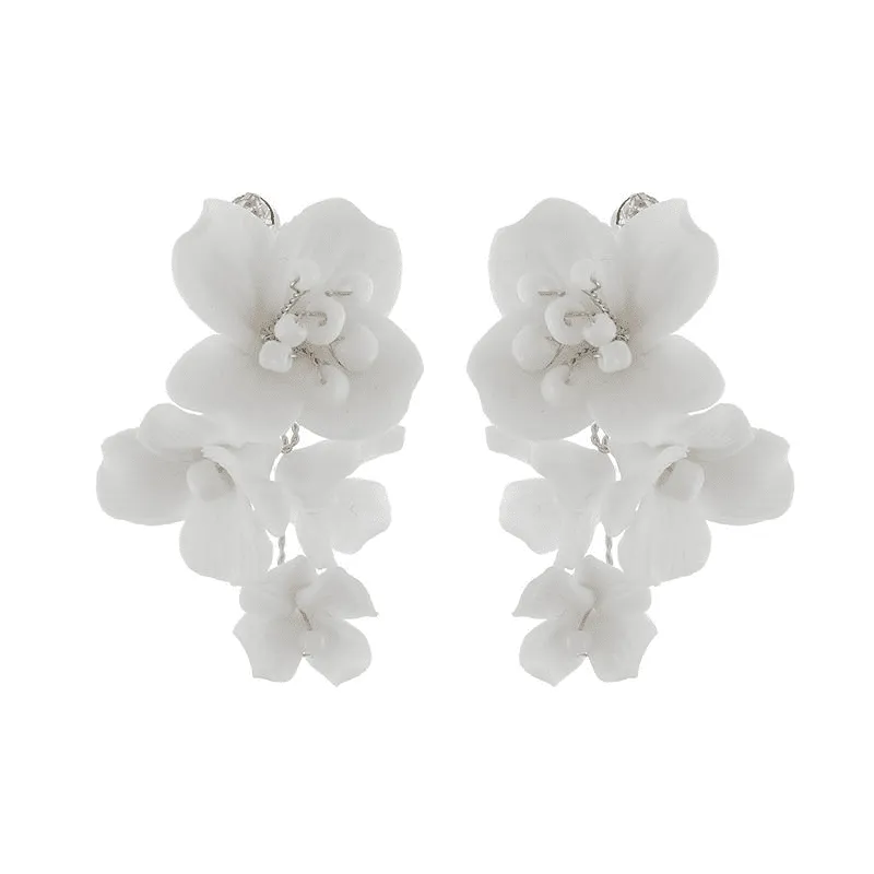 Floral Drop Wedding Earrings with Pearls, A9329