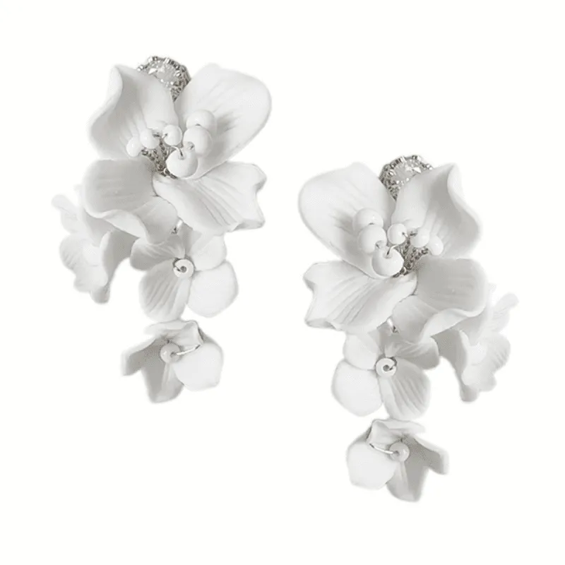 Floral Drop Wedding Earrings with Pearls, A9329