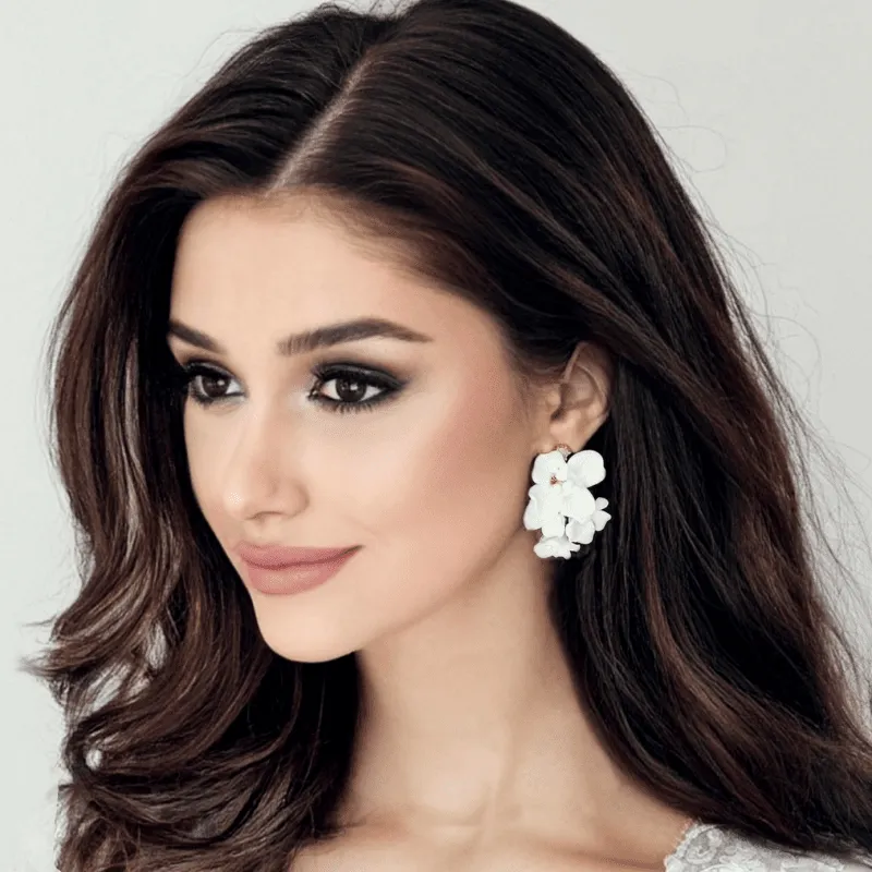 Floral Drop Wedding Earrings with Pearls, A9329