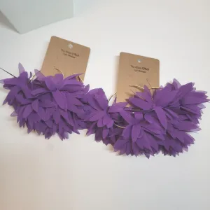 Fluffy Hoop Purple Earrings