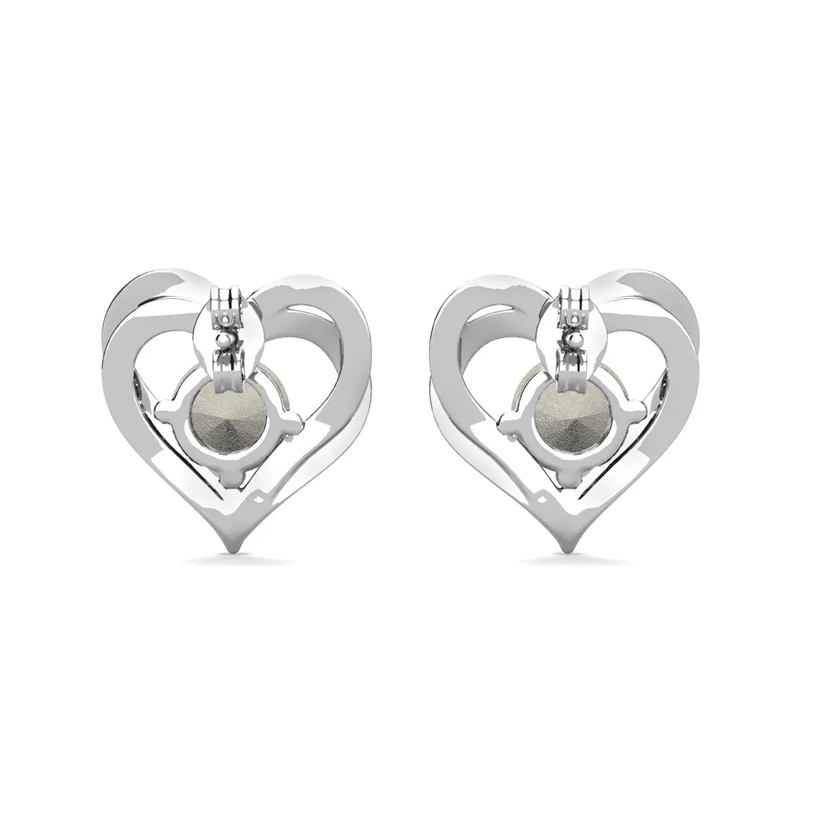 Forever November Birthstone Diamond 18k White Gold Plated Silver Double Heart Earrings with Swarovski Crystals