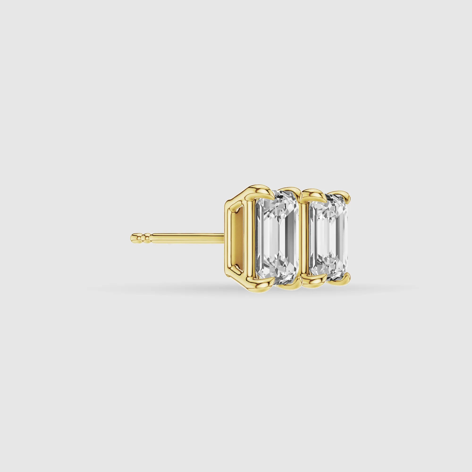 Four-Prong Solitaire Lab Grown Diamond Studs-Emerald Cut