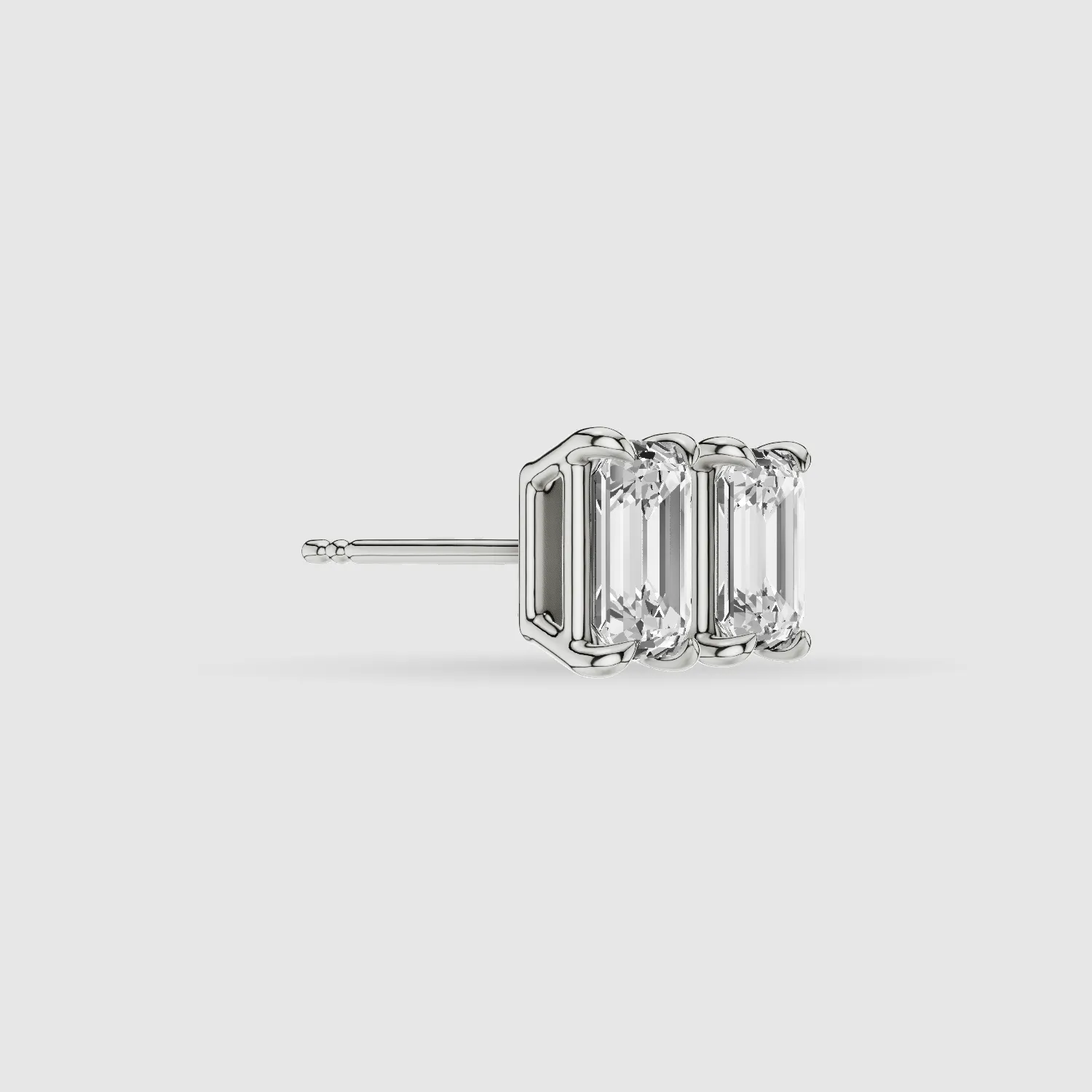Four-Prong Solitaire Lab Grown Diamond Studs-Emerald Cut