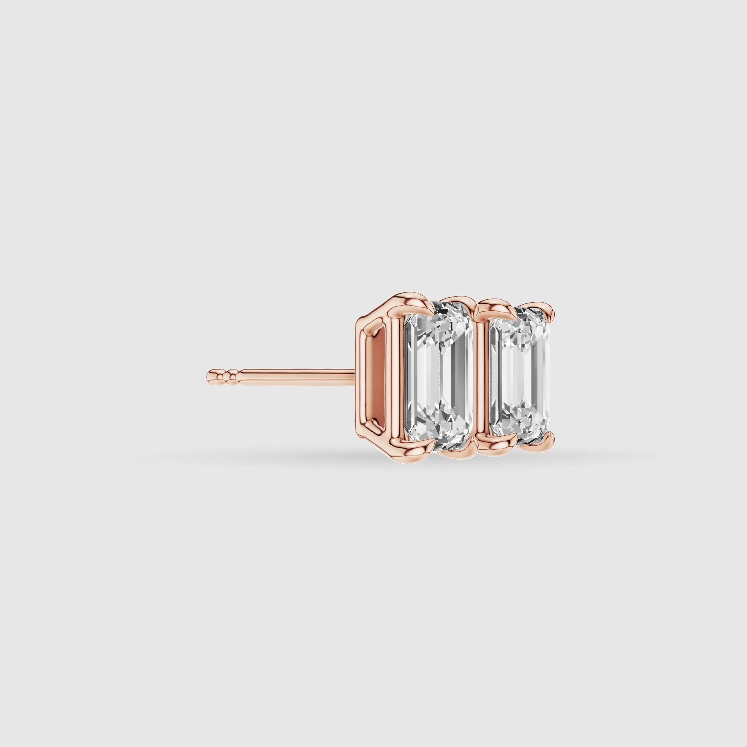 Four-Prong Solitaire Lab Grown Diamond Studs-Emerald Cut