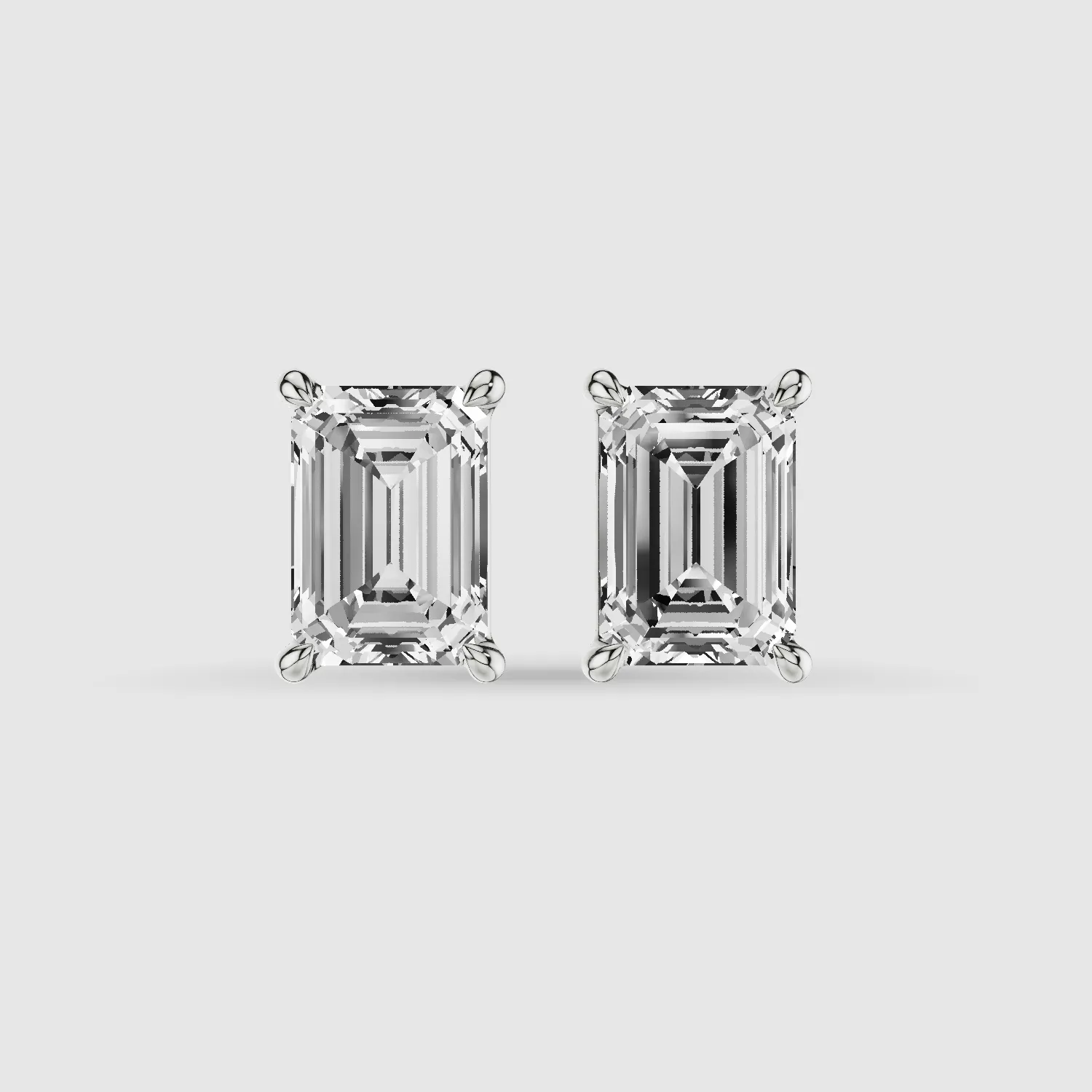 Four-Prong Solitaire Lab Grown Diamond Studs-Emerald Cut