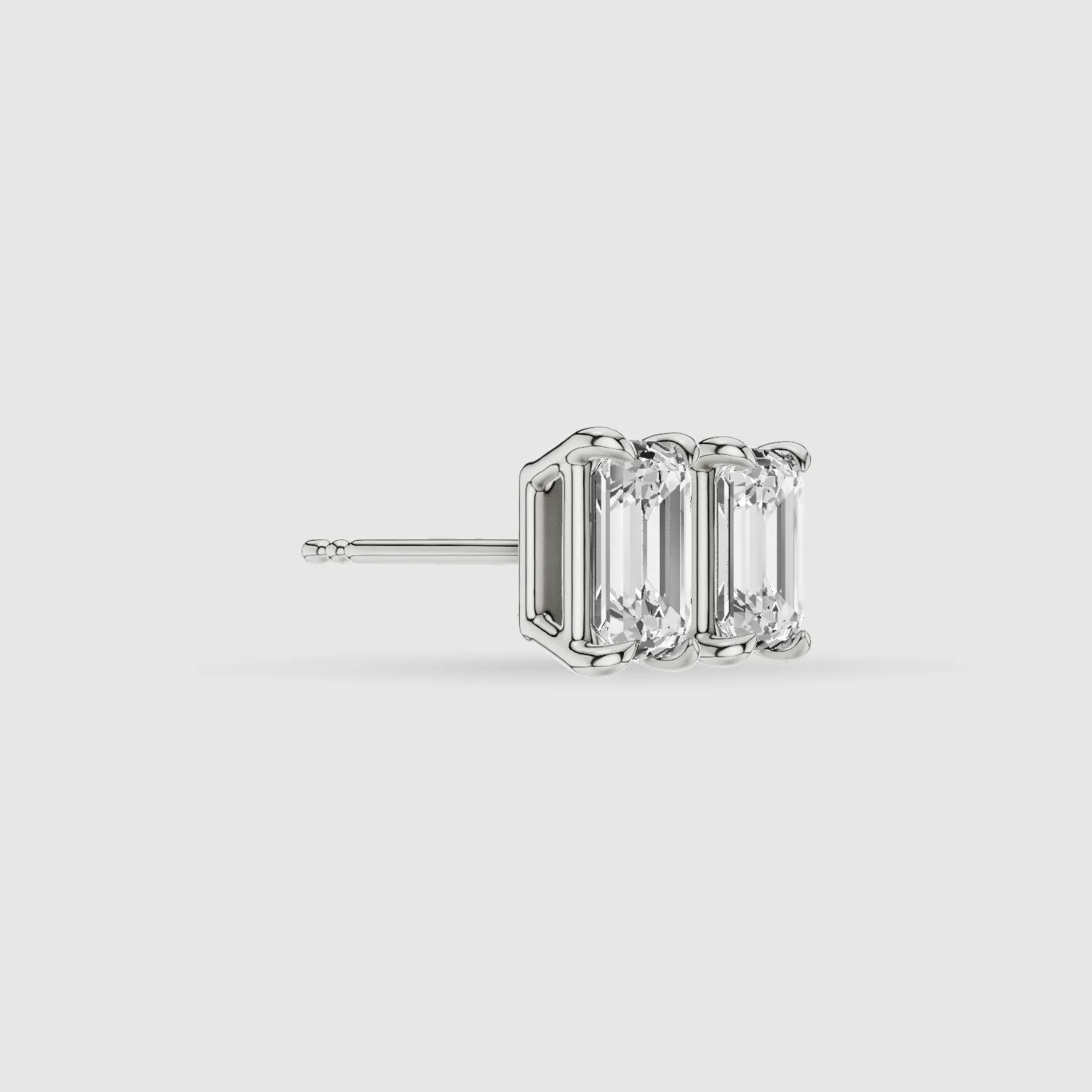 Four-Prong Solitaire Lab Grown Diamond Studs-Emerald Cut