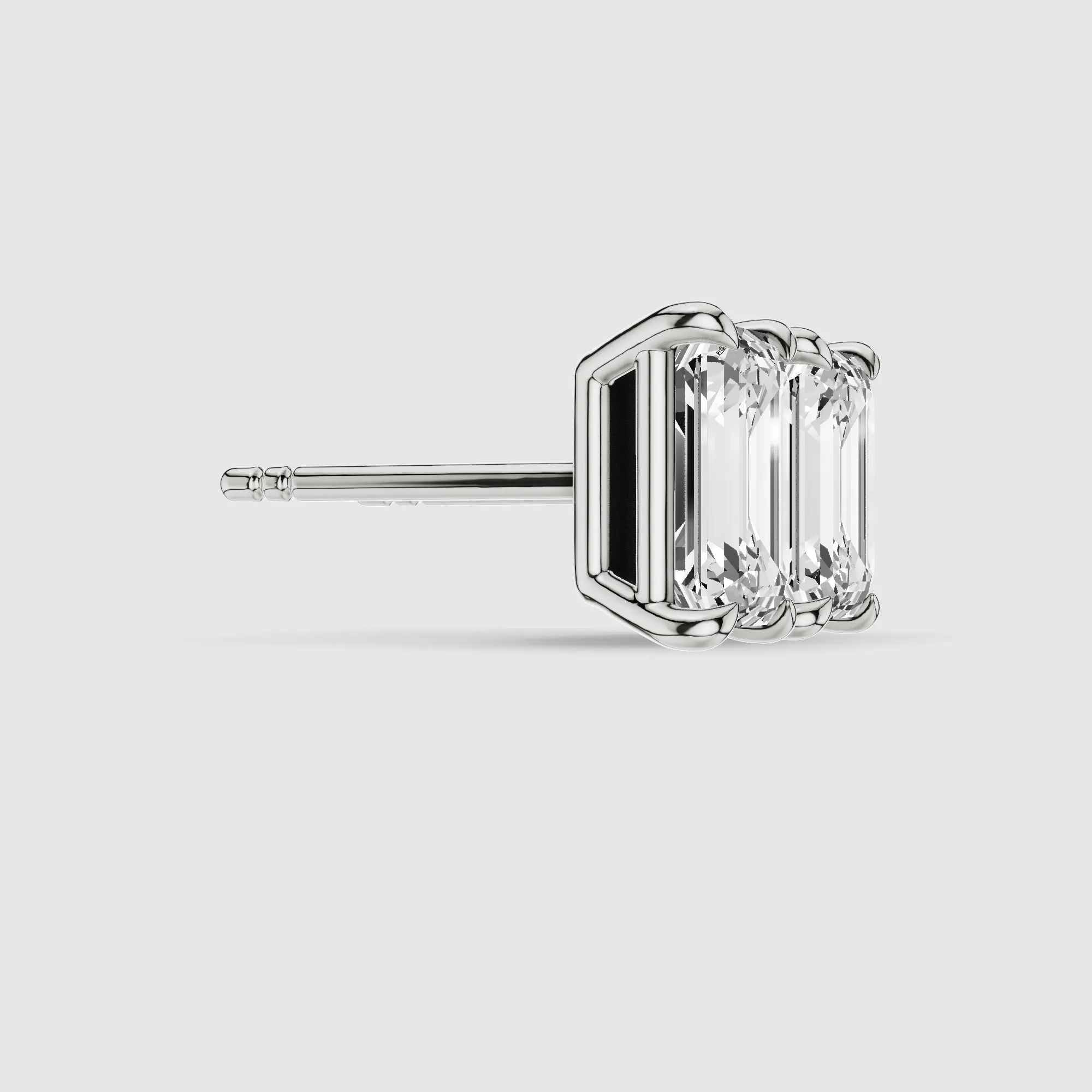 Four-Prong Solitaire Lab Grown Diamond Studs-Emerald Cut