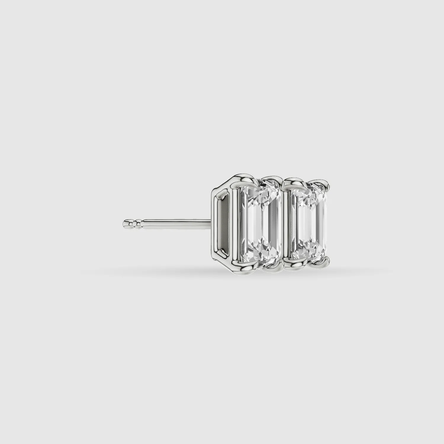 Four-Prong Solitaire Lab Grown Diamond Studs-Emerald Cut