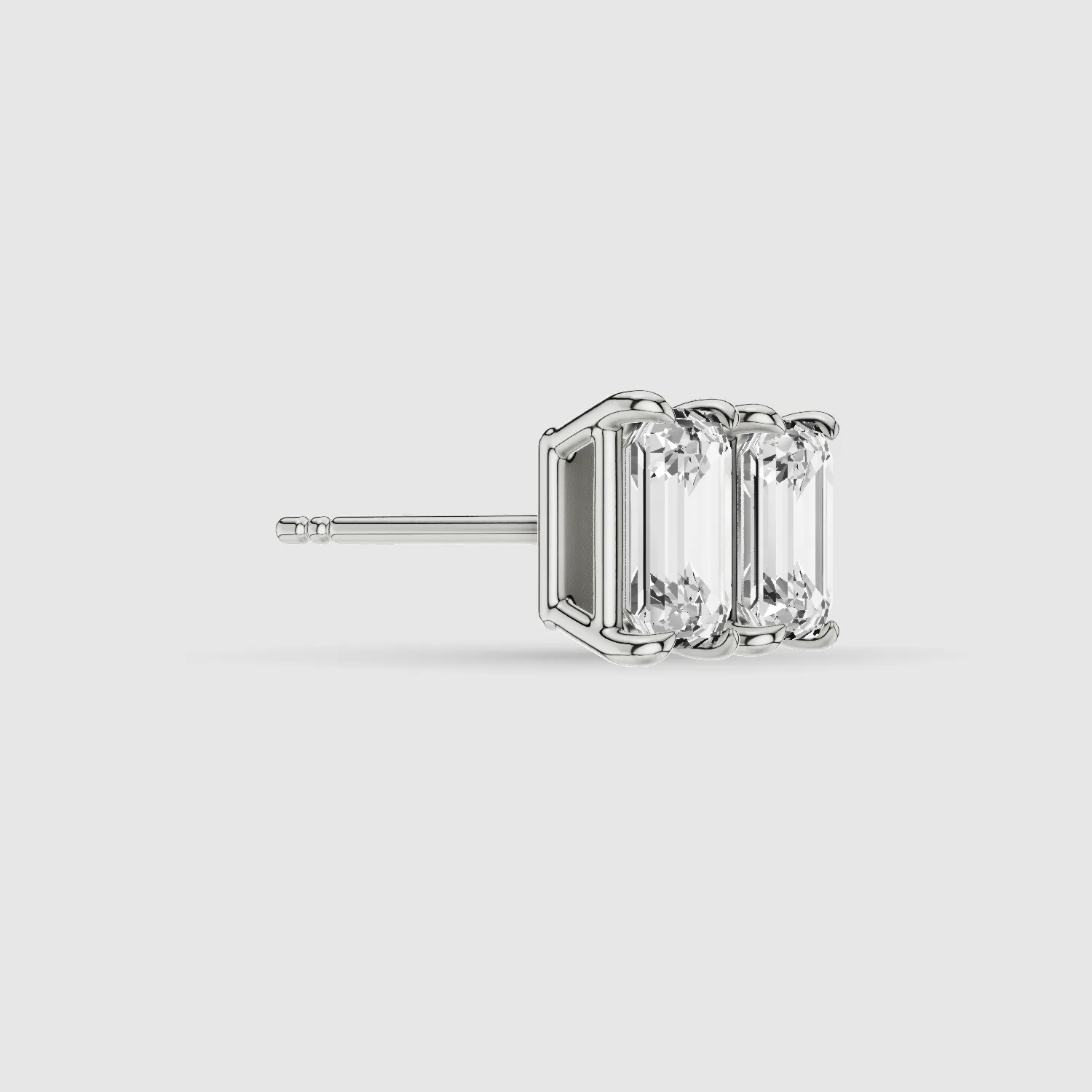 Four-Prong Solitaire Lab Grown Diamond Studs-Emerald Cut