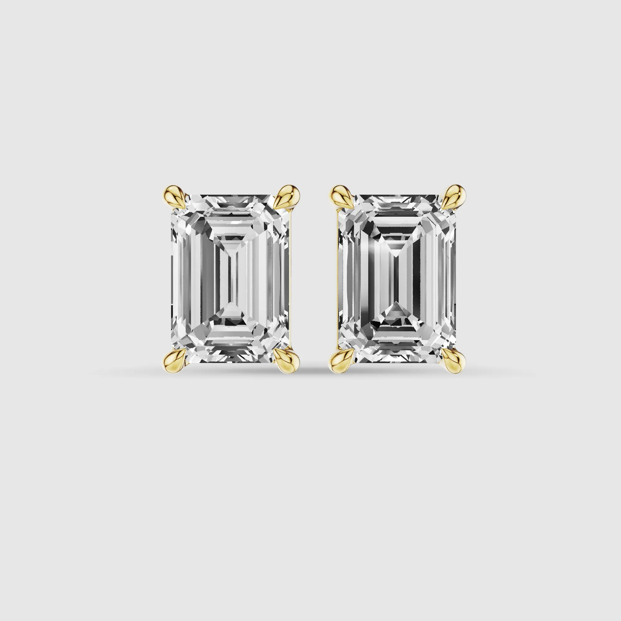 Four-Prong Solitaire Lab Grown Diamond Studs-Emerald Cut