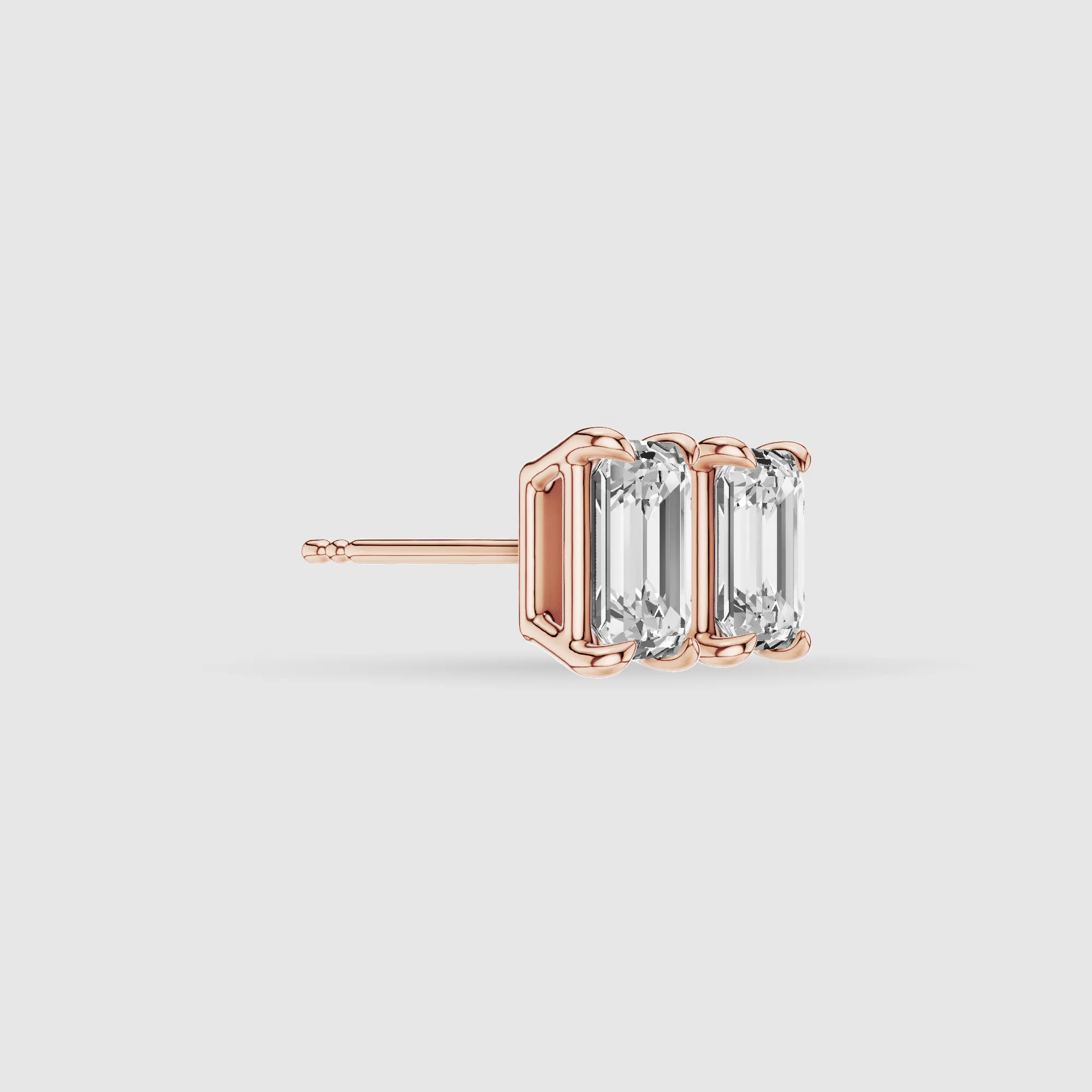 Four-Prong Solitaire Lab Grown Diamond Studs-Emerald Cut