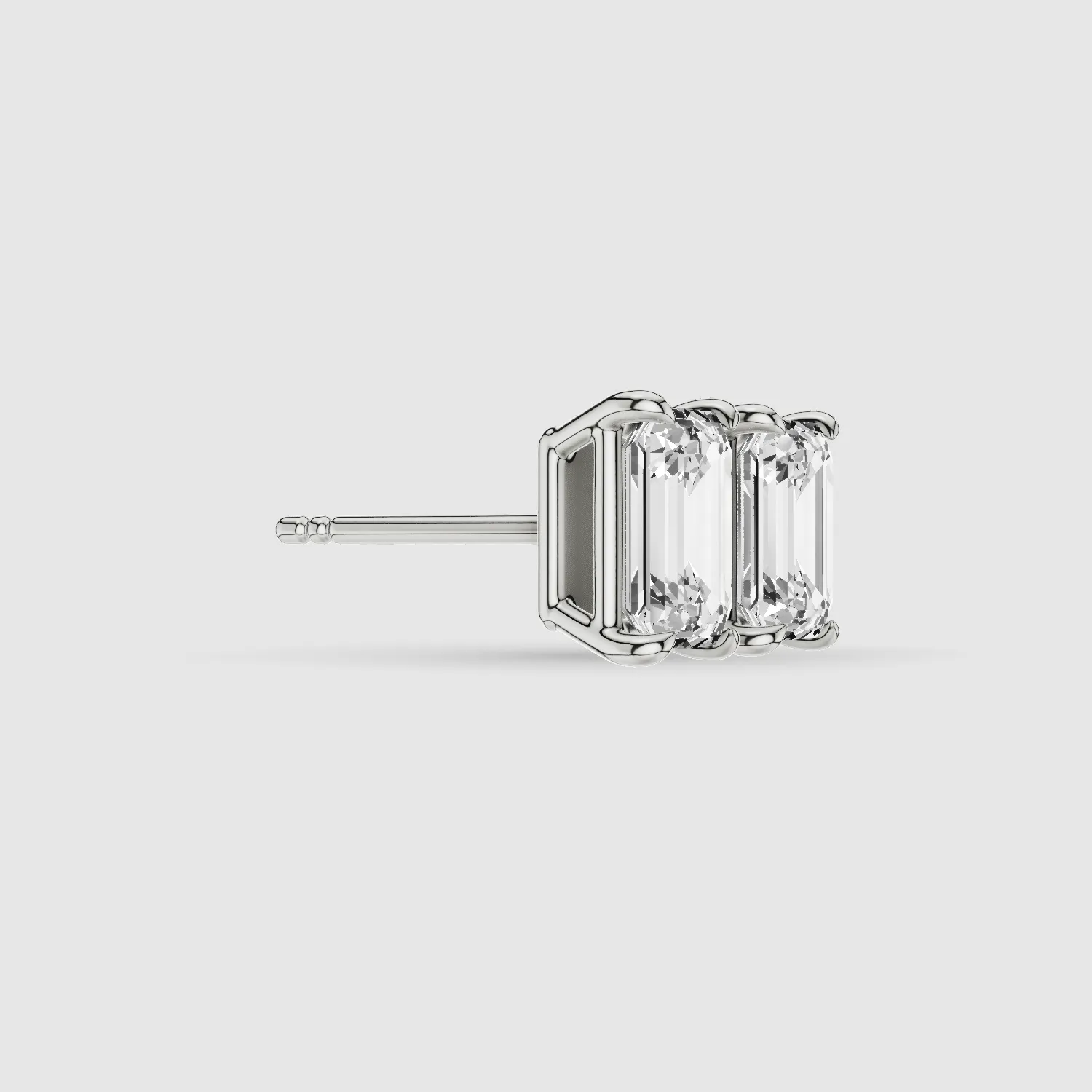 Four-Prong Solitaire Lab Grown Diamond Studs-Emerald Cut