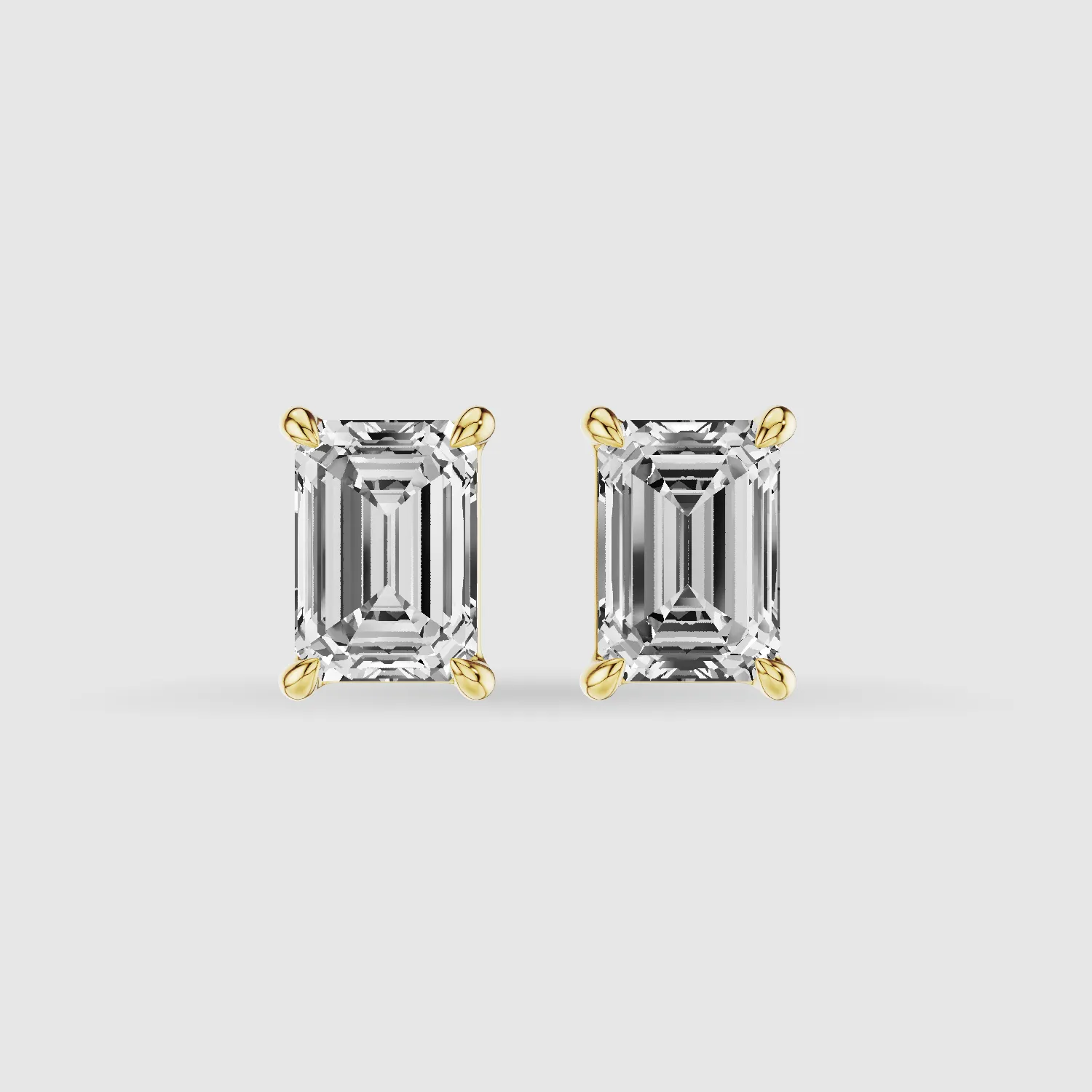 Four-Prong Solitaire Lab Grown Diamond Studs-Emerald Cut