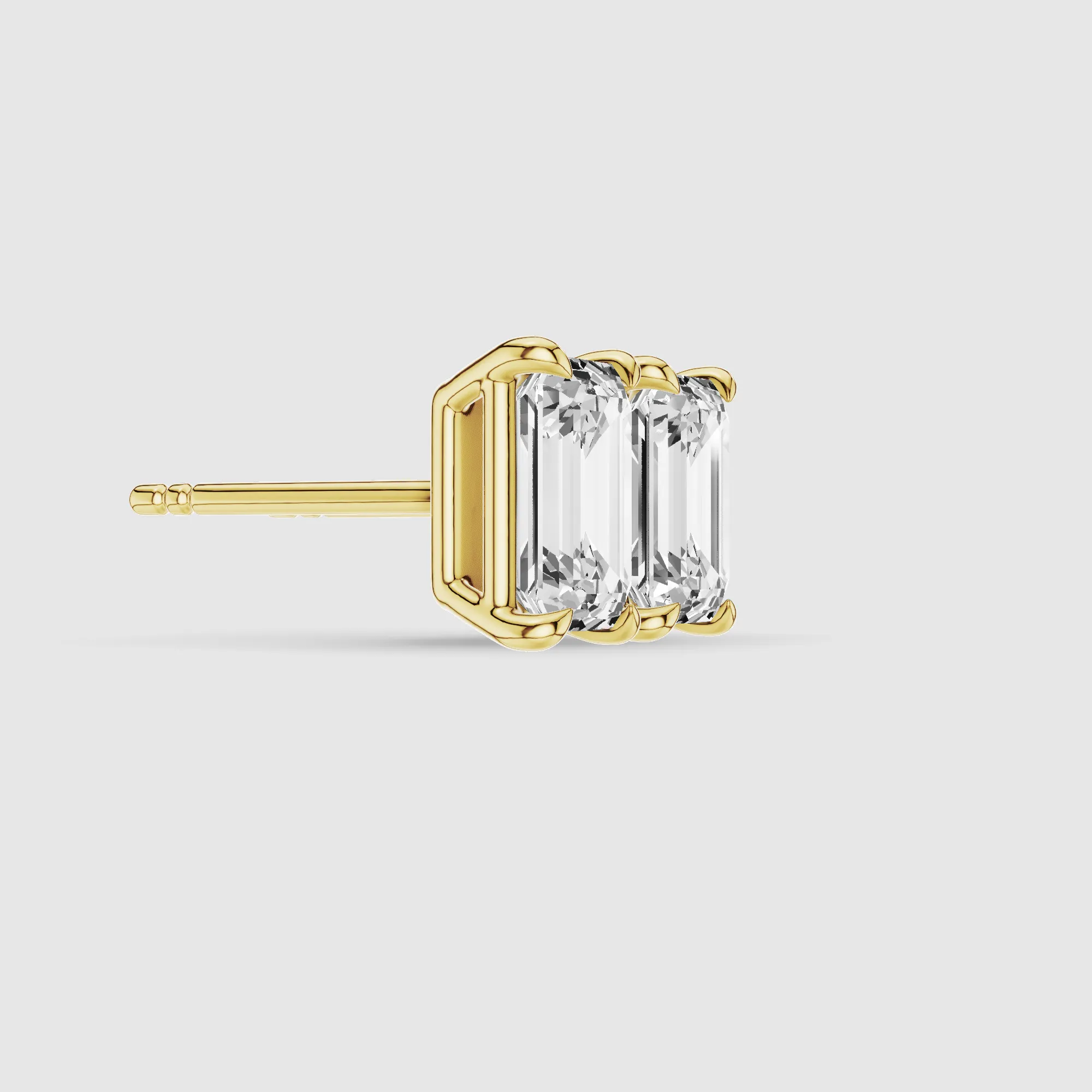 Four-Prong Solitaire Lab Grown Diamond Studs-Emerald Cut