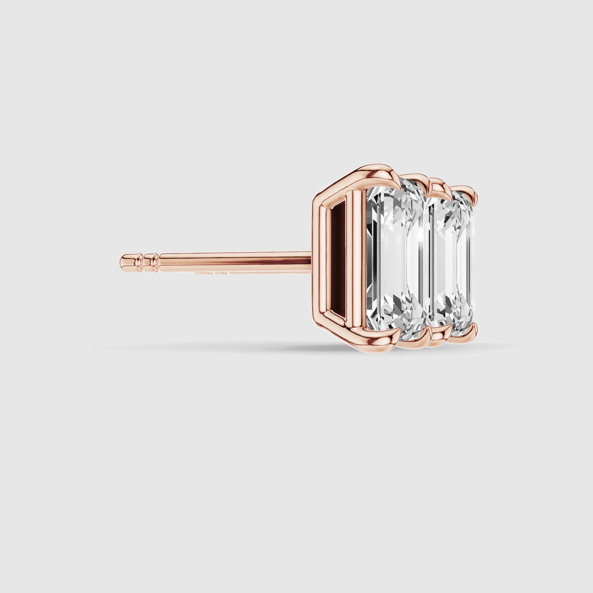 Four-Prong Solitaire Lab Grown Diamond Studs-Emerald Cut